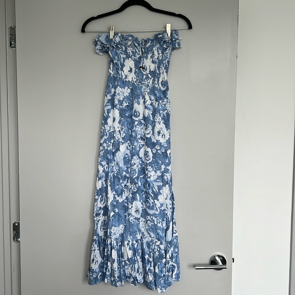 Midi Floral Strapless Dress